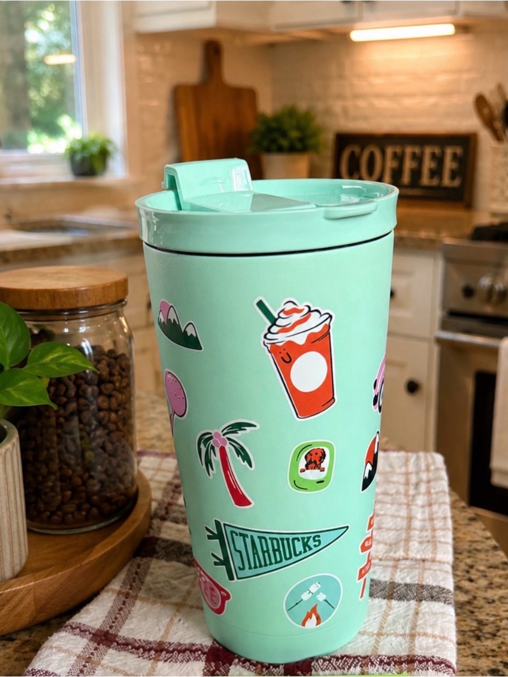 Starbucks Mint Roadtrip Sticker Tumbler